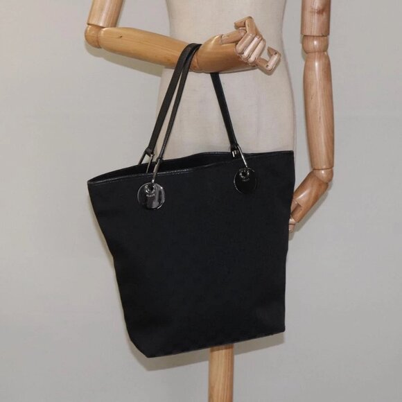 GUCCI GG Canvas Tote Bag Black Silver 120836 Auth - Picture 1 of 16